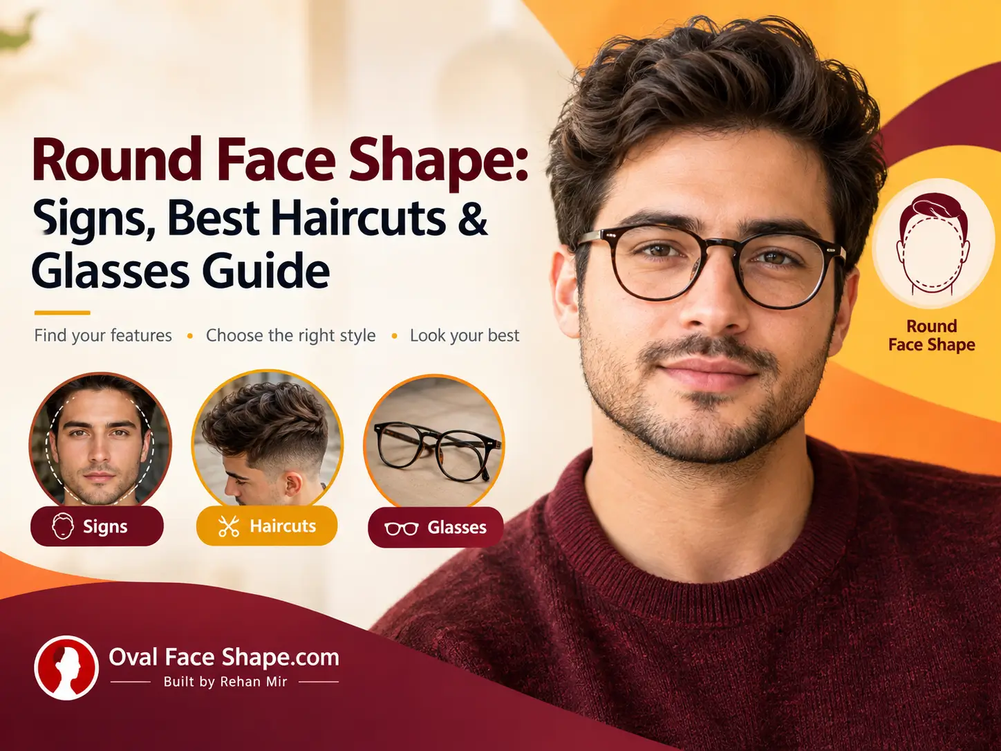 Round Face Shape Signs, Best Haircuts & Glasses Guide