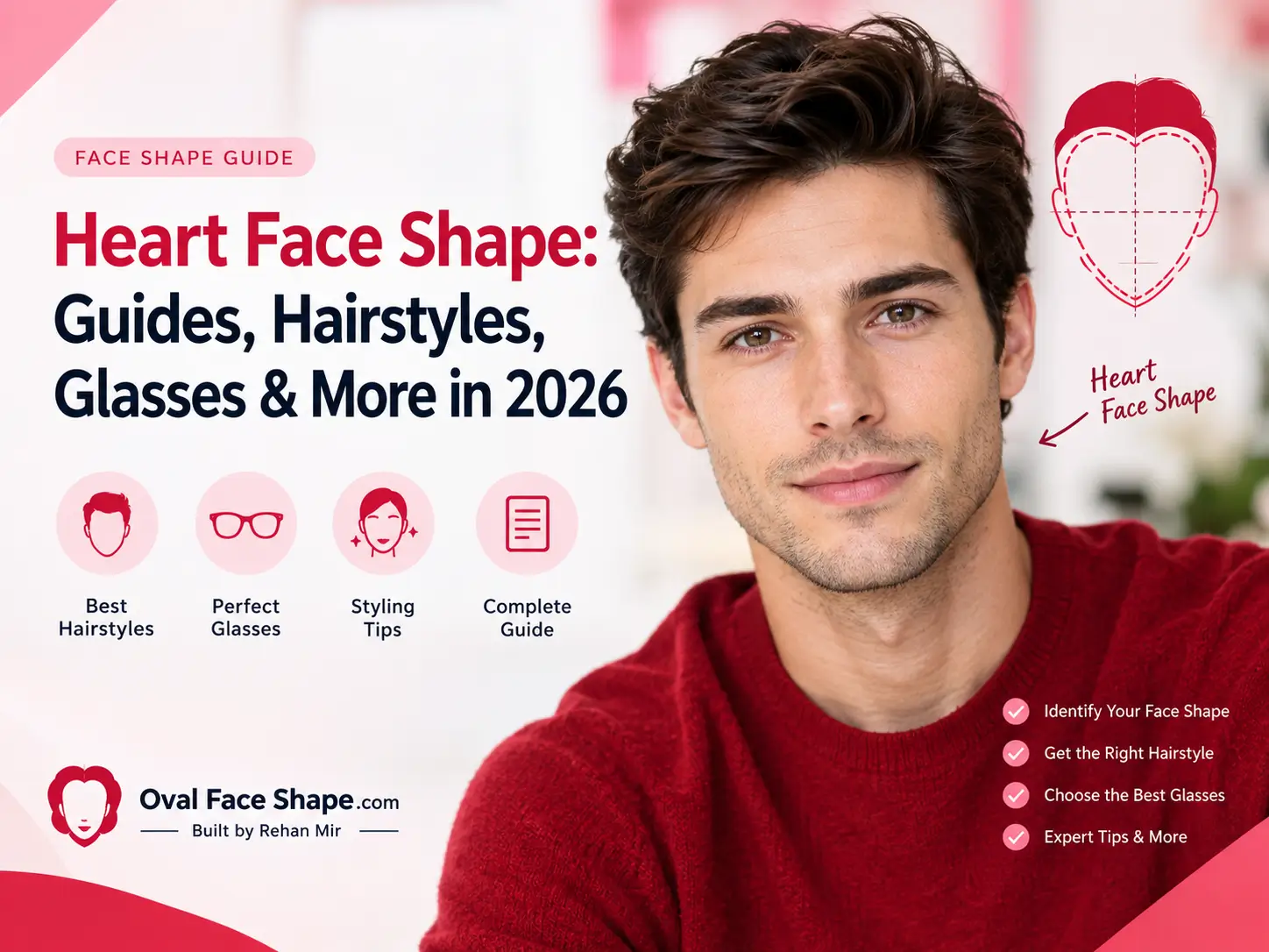 Heart Face Shape Guides, Hairstyles, Glasses & More in 2026Heart Face Shape Guides, Hairstyles, Glasses & More in 2026