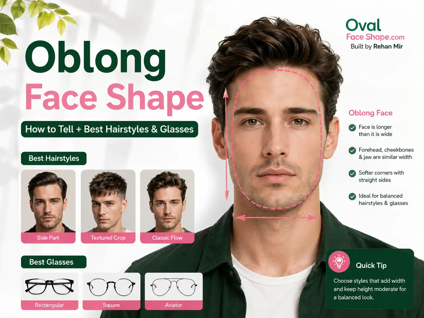 Oblong Face Shape How to Tell + Best Hairstyles & Glasses