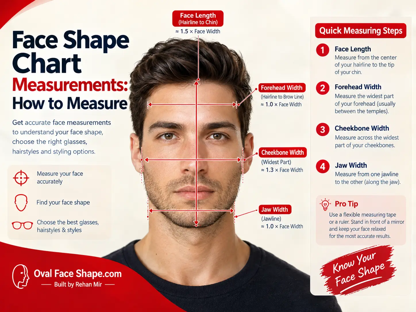 Face Shape Chart Measurements: How to Measure?